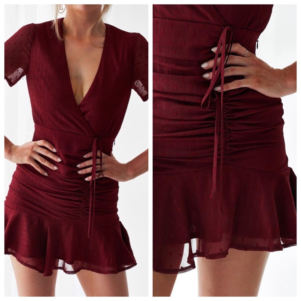 NWT Two Sisters the Label Metallic Ruched Red Mira Dress 12